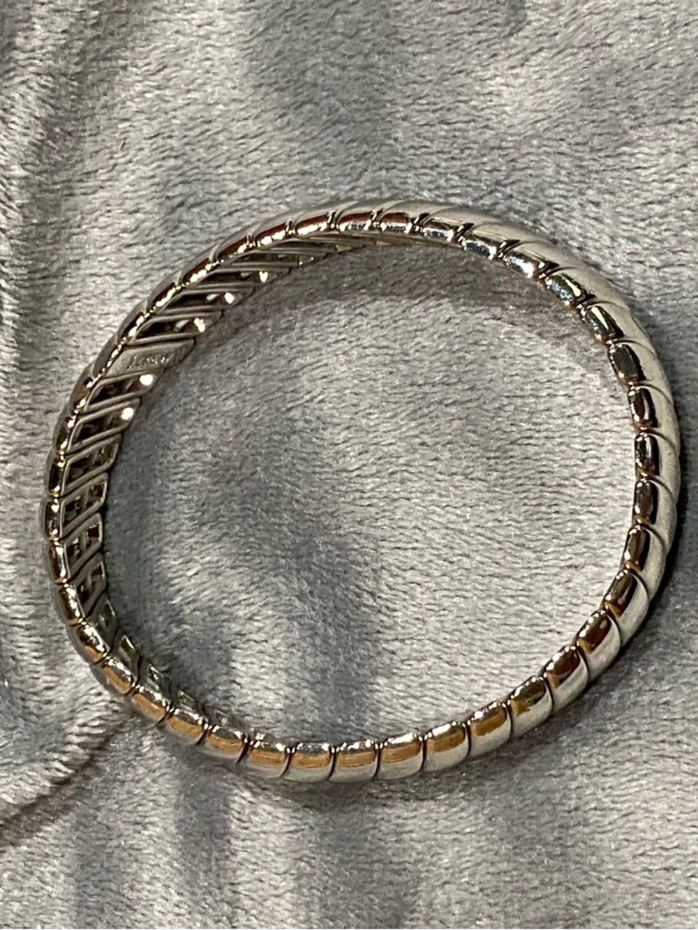 J. Crew Factory Silver-Tone Ribbed Stretch Bangle Bracelet